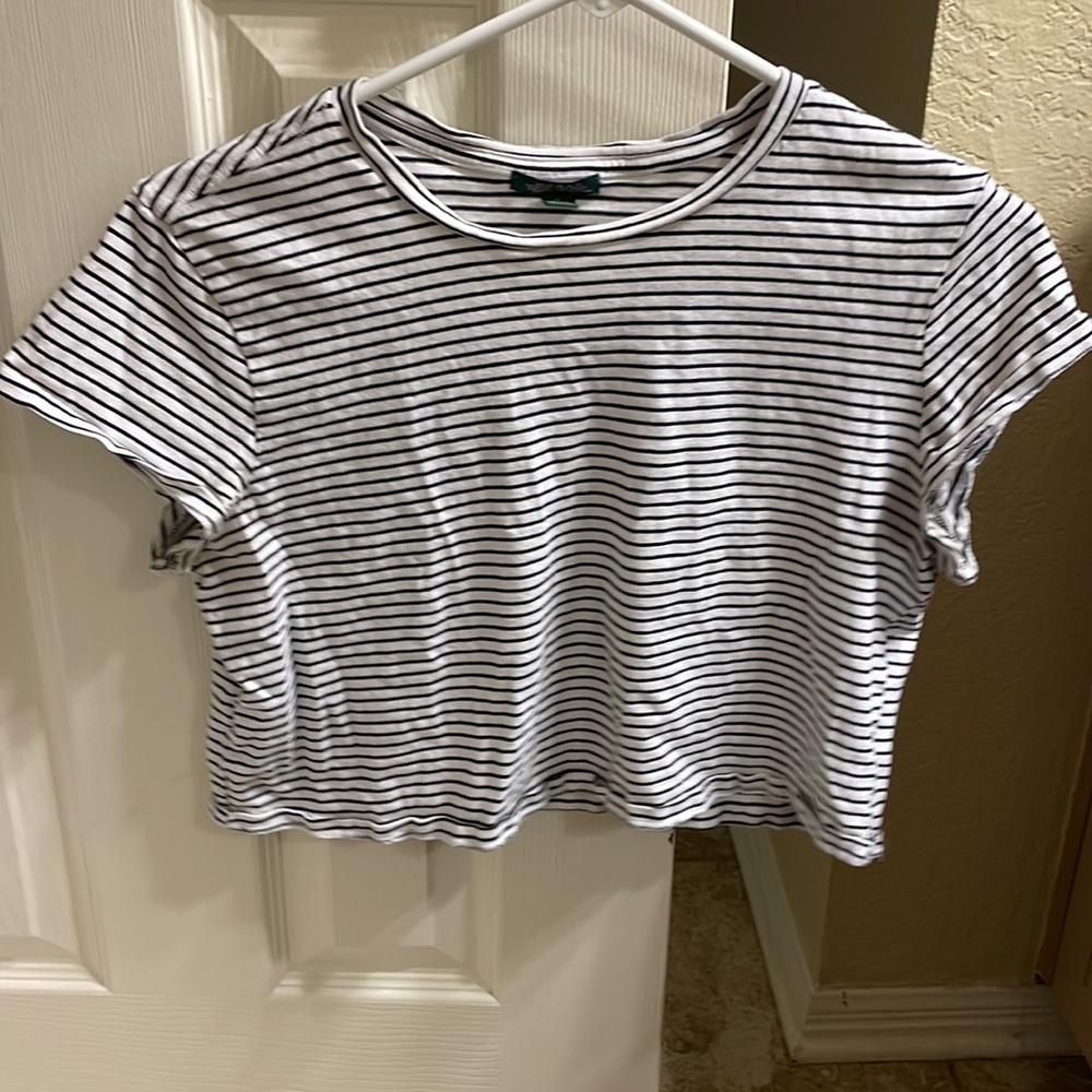 White Striped crop top